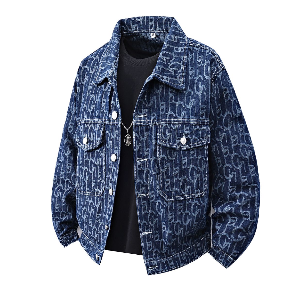 Men's Clothing Spring And Autumn New Printed Denim Jacket Men's Trendy Brand Loose Long Sleeved Top 2025 Korean Style Casual Fashion Men's Jacket_mkmklike.com