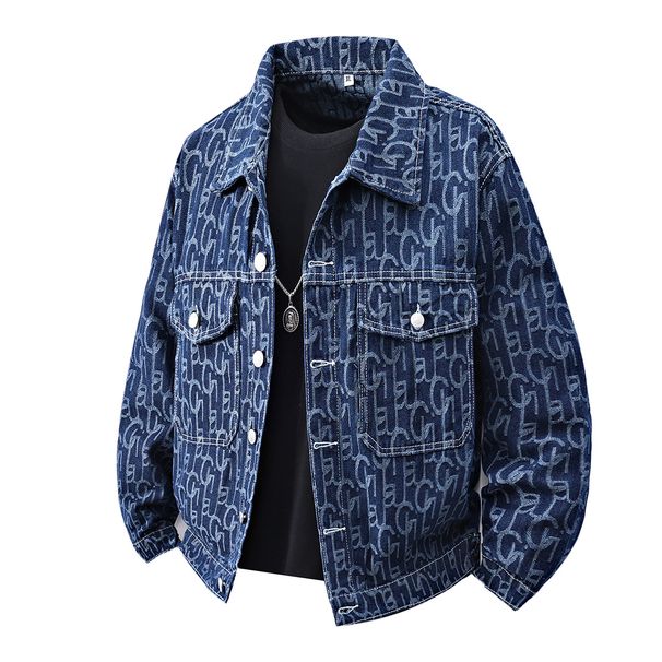Men's Clothing Spring And Autumn New Printed Denim Jacket Men's Trendy Brand Loose Long Sleeved Top 2025 Korean Style Casual Fashion Men's Jacket_mkmklike.com