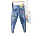 Men's Graffiti Print Skinny Jeans – Trendy Stretch Denim Pants | Urban Streetwear Slim Fit Trousers_mkmklike.com