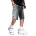 Men's Clothing Retro Blue Button Design Men's Loose Straight Leg Five Point Pants Versatile Trendy Shorts_mkmklike.com