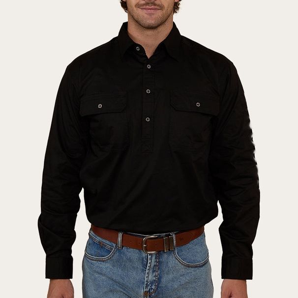 Pulse European And American Men's Retro Denim Pullover Shirt Long Sleeve Linen Loose Workwear Casual Jacket_mkmklike.com