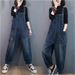 Striped Patchwork Denim Overalls For Women, Autumn Korean Style, Plus Size Loose Straight Long Pants, Slimming High_mkmklike.com