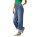 High Waist Straight Leg Jeans For Women - Classic Blue Wide Leg Trousers, Comfortable Stretch Denim Pants For Casual & Office Wear_mkmklike.com