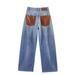 High Waisted Wide Leg Jeans Women's Casual Loose Trousers Spring 2026 American Style Pocket Detail Versatile Denim_mkmklike.com
