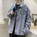 Men's Clothing Denim Jacket Autumn And Winter Loose High End Cool Hiphop High Street Ripped Jacket_mkmklike.com