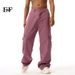 EF JEANS | 2024 New Vintage Simple Large Pocket Color Semi-elastic Waist Overalls Fresh Purple Jeans_mkmklike.com