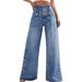 Retro Fashion Button down Jeans for Women Trendy Solid Color Casual Straight Leg Pants European And American Style_mkmklike.com