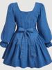 K Women's Long Sleeved Waist Cinching And Slimming Dress Denim Skirt_mkmklike.com