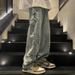 Men's Clothing Hiphop Star Pants High Street Fashion Brand Vibe Style Jeans Men's Loose Straight Wide Leg Pants_mkmklike.com