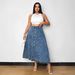 Plus Size A-Line Denim Skirt With Layered Hem - High Waist Summer Casual Skirt For Women, Streetwear Staple In Light Blue_mkmklike.com