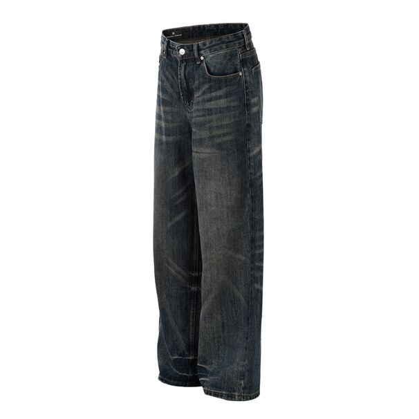 Men's Clothing Retro Cat Whisker Washed Distressed Jeans Men And Women Cleanfit High End Straight Pants_mkmklike.com