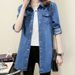 Chicco Denim Layered Wear Autumn Winter Long Sleeve Loose Mid-Length Plus Size Spring Base Shirt Women's Blouse Jacket_mkmklike.com