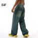 EF JEANS | 2024 New American Basic Retro Washed Old Loose Straight Floor Mopping Jeans_mkmklike.com