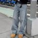 New American Hot-selling Retro Washed Old Straight Loose Jeans Men's Street Wide-leg Casual Versatile Floor-mopping Trousers_mkmklike.com