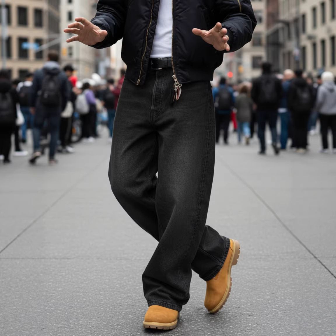 Men's Wide Leg Loose Fit Casual Retro Pants Curved Straight Leg Exclusive_mkmklike.com