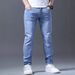 Men's Clothing Slim Fit Stretch Jeans – Light Blue Washed Denim For Everyday Comfort_mkmklike.com