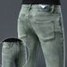 Men's Clothing Autumn And Winter Jeans Slim Fitting Skinny Pants Casual Cotton Stretch Nine Point Pants_mkmklike.com