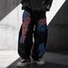 Men's Graffiti Washed Denim Jeans – Loose Straight Leg Pants With Hand-Painted Art (Black, S-3xl)_mkmklike.com