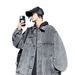 Loom Handsome Workwear Denim Jacket For Men, Spring Autumn, European American Style, Heavyweight, Mature Stable, Black And_mkmklike.com