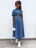 Women's Clothing New Mid Length Shirt Denim Dress A Line_mkmklike.com