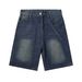 Men's Clothing New American Retro Distressed Washed Straight Jeans Men's Trendy Brand Loose Wide Leg Casual Versatile Shorts_mkmklike.com