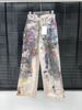 Streetwear Distressed Denim Pants – Oversized High-Waisted Wide-Leg Jeans With 3D Print Graffiti & Splatter Paint Design_mkmklike.com