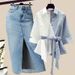 Women's Age-reducing Shirt Short-sleeved Skirt Two-piece Set_mkmklike.com