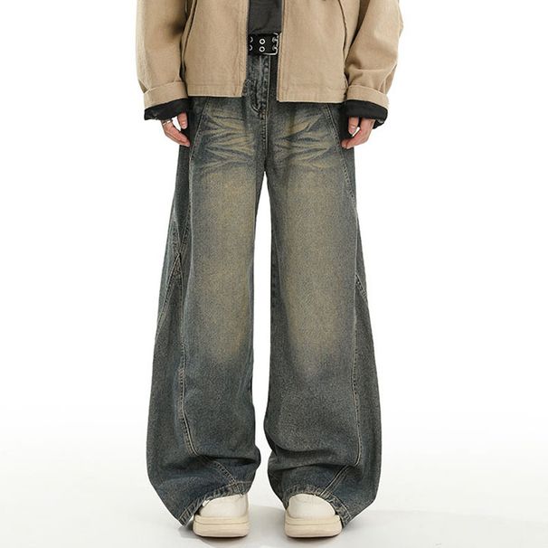 Vintage Washed Straight Leg Jeans – Oversized Cleanfit Denim Pants With Distressed Detailing & High Street Aesthetic_mkmklike.com