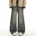 Vintage Washed Straight Leg Jeans – Oversized Cleanfit Denim Pants With Distressed Detailing & High Street Aesthetic_mkmklike.com