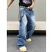 Men's Washed Straight-Leg Jeans – Classic Blue Denim Pants, Mid-Rise Casual Trousers For Streetwear (S-2XL)_mkmklike.com