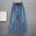 Retro Denim Jeans Rhinestone Embellished Loose Fit Heavy Duty Wide Leg Pants Spring Trend For Women_mkmklike.com