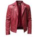 Men's PU Leather Jacket Men's Stand Collar Punk Motorcycle Leather Jacket_mkmklike.com