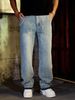 Men's Embellished Straight Leg Jeans | Rhinestone & Bead Detail Relaxed Fit Denim Pants For Big And Tall_mkmklike.com