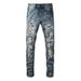 Men's Clothing Men's Distressed Skinny Jeans Ripped Dark Blue Washed Trendy Brand Patchwork Slim Fit High Waist Street Fashion American Style_mkmklike.com