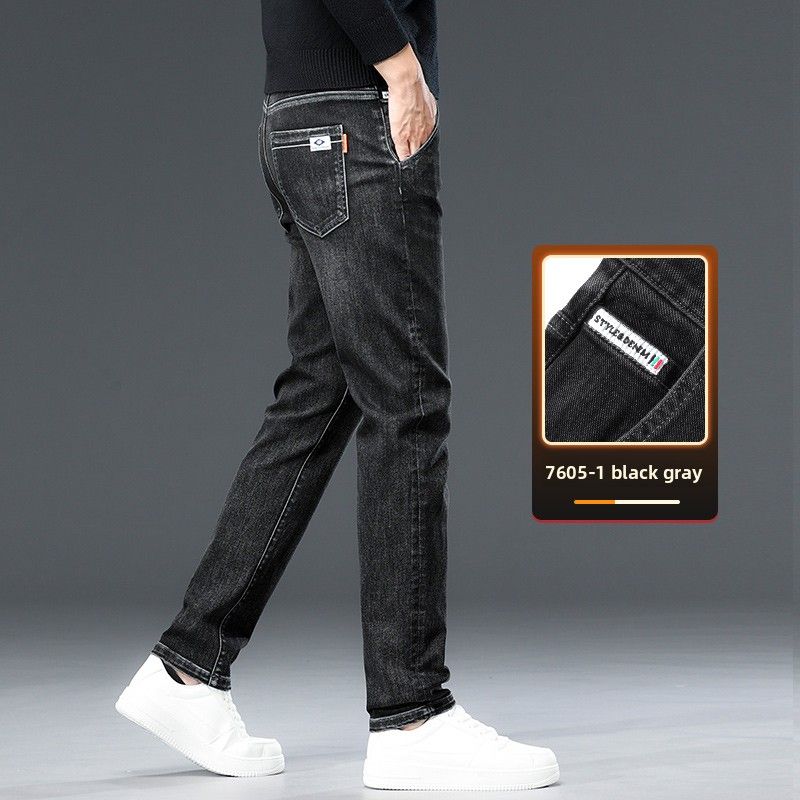 Jeans Men's Slim-fit Straight Elastic Casual Pants Men's_mkmklike.com