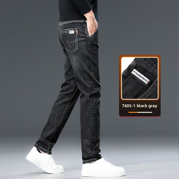 Jeans Men's Slim-fit Straight Elastic Casual Pants Men's_mkmklike.com
