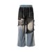 Men's Clothing American Retro Trend Hole Design Splicing Wide Leg Straight Summer Men's And Women's Personalized Denim Trousers_mkmklike.com