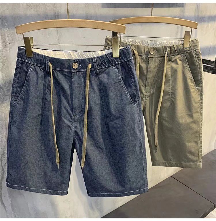 Men's Stretch Denim Shorts With Adjustable Drawstring - Summer 5-Inch Inseam Relaxed Fit Lightweight Casual (Sizes 28-36) Streetwear Essential_mkmklike.com