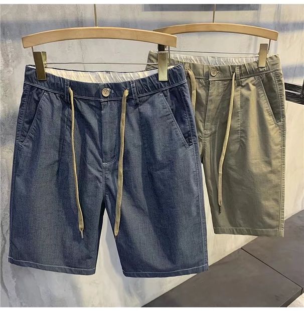 Men's Stretch Denim Shorts With Adjustable Drawstring - Summer 5-Inch Inseam Relaxed Fit Lightweight Casual (Sizes 28-36) Streetwear Essential_mkmklike.com