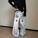 Men's Retro Hip-Hop Jeans With Musical Note Print - High Street Loose Fit Denim Pants For Casual Wear_mkmklike.com