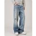 Vintage Washed Ripped Jeans – Cleanfit Straight Leg Denim (Relaxed Drop-Crotch, Summer Breathable Polyester, Unisex Streetwear)_mkmklike.com
