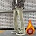 Men's High Street Vintage Washed Yellow Mud Dyed Jeans Straight Leg Vibe Micro Flare Loose Fit Slimming Pants_mkmklike.com