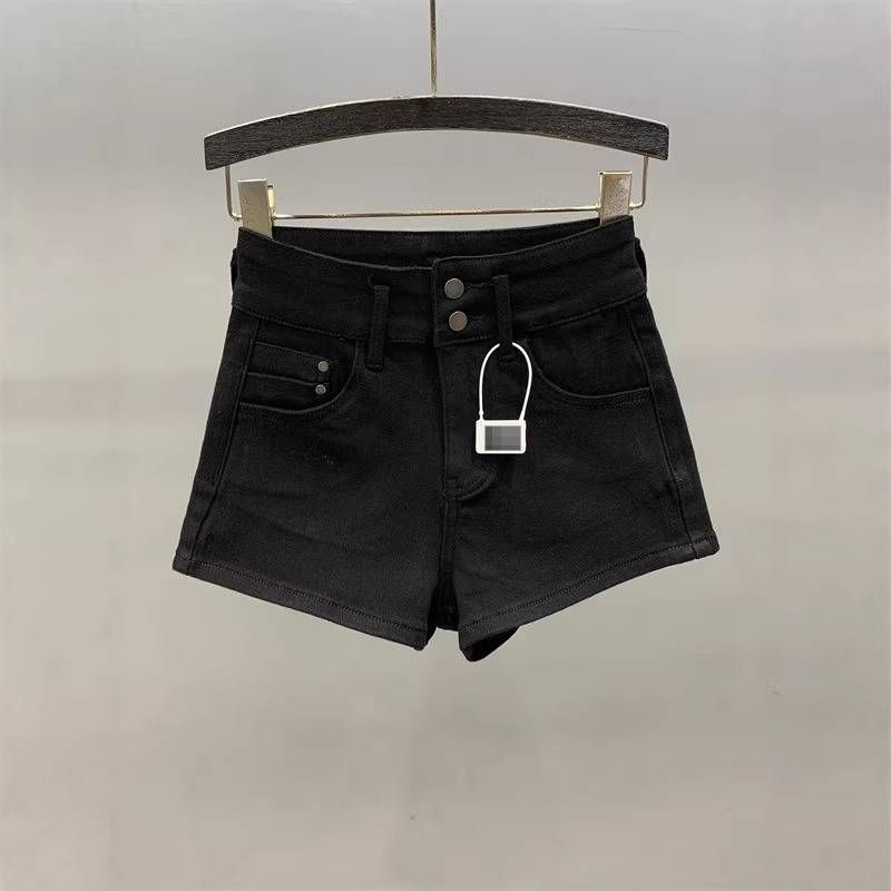 Summer High-Waisted White Denim Shorts For Women Stretch Slim Fit A-Line Flattering For Petite Hot Pants New Style_mkmklike.com
