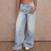 Women's Clothing Low Waist Wide Leg Pants Retro Washed Blue Slim Pants Spring_mkmklike.com