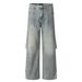 Men's Clothing Retro Washed Old Wide Leg Jeans Men And Women Street Loose Straight Design Pants_mkmklike.com