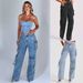 Women's Multi-pocket Denim Overalls For Women Ins Style Versatile Loose Casual Pants For Women_mkmklike.com