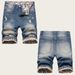 Men's Distressed Denim Shorts | Streetwear Mid-Rise Straight Fit 5-Inch Inseam_mkmklike.com