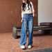 High-Waisted Flared Jeans For Women – Retro Blue Wide-Leg Trousers With Curved Hem, Pear-Shape Friendly (S-Xxl)_mkmklike.com