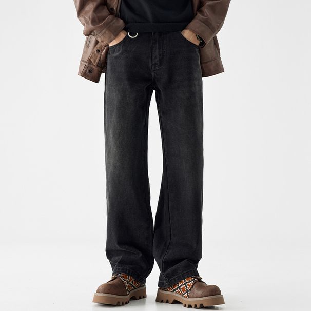 Nordmann Muqiu Clothing | Autumn New Black Washed Jeans Men's Trendy Brand Japanese Style Loose Straight Wide-Leg Pants_mkmklike.com