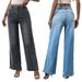 "High Waisted Straight Leg Jeans For Women – Stretch Denim Pants With Comfort Fit (Dark Gray/Light Blue/Dark Blue, Sizes S-XL)"_mkmklike.com